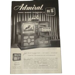 Vintage 1949 Admiral Magic Mirror Television Ad Advertisement